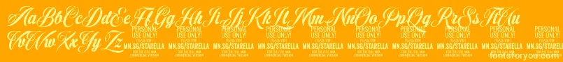 StarellaScript PERSONAL USE-Schriftart – Gelbe Schriften auf orangefarbenem Hintergrund