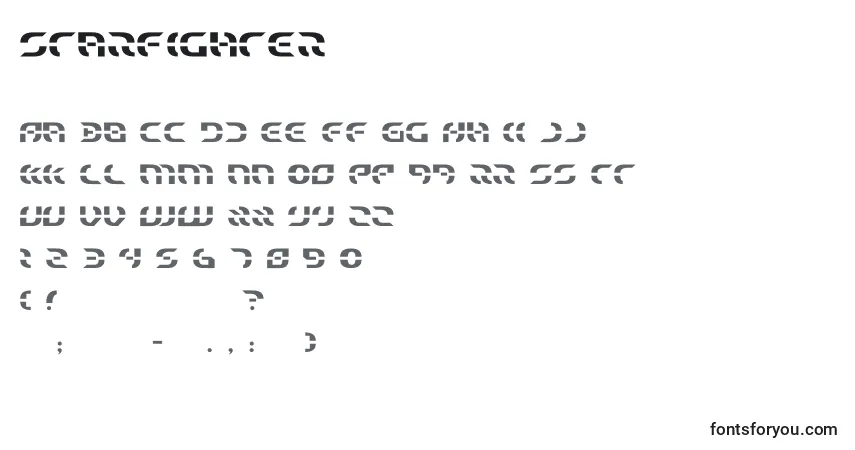 A fonte Starfighter (141851) – alfabeto, números, caracteres especiais