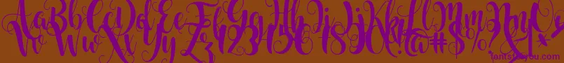 Starfish-Schriftart – Violette Schriften auf braunem Hintergrund