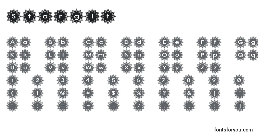 Шрифт Stargit (141855) – алфавит, цифры, специальные символы