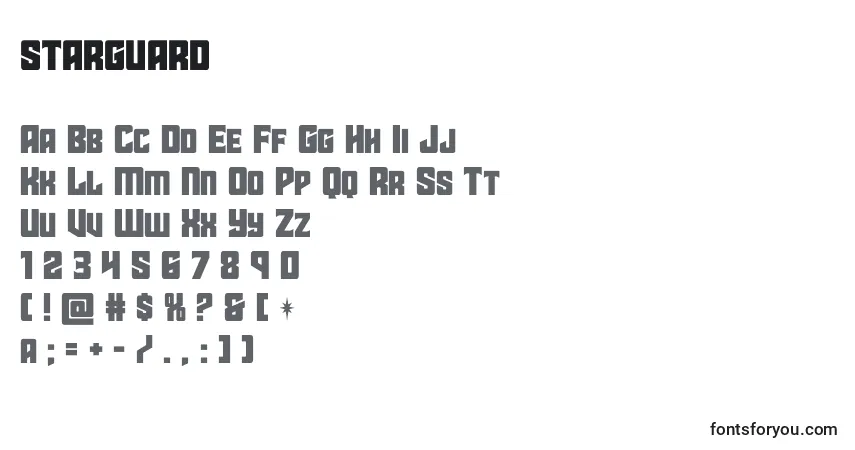 A fonte Starguard – alfabeto, números, caracteres especiais