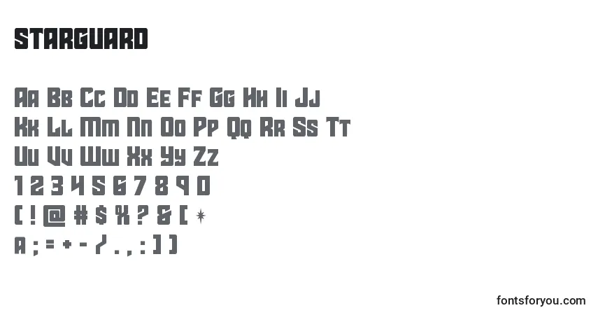 A fonte Starguard (141857) – alfabeto, números, caracteres especiais