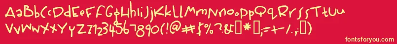 Wiffles-Schriftart – Gelbe Schriften auf rotem Hintergrund