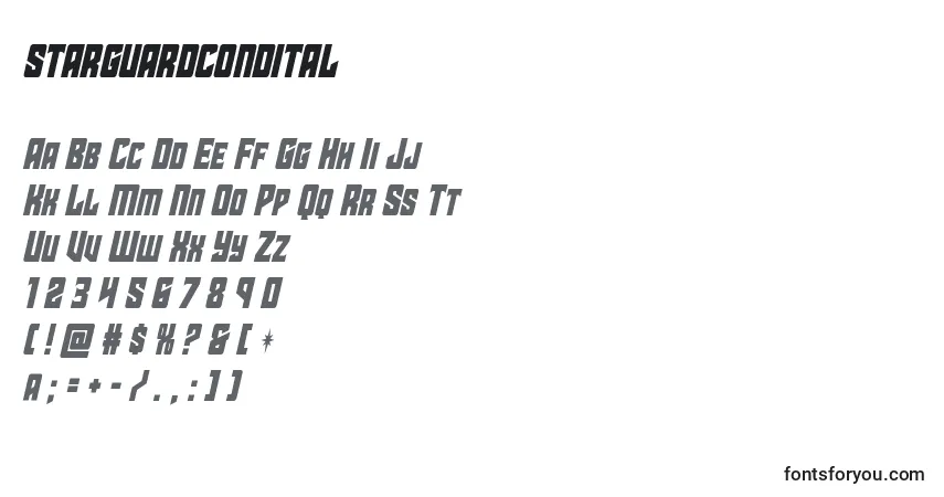Schriftart Starguardcondital (141863) – Alphabet, Zahlen, spezielle Symbole