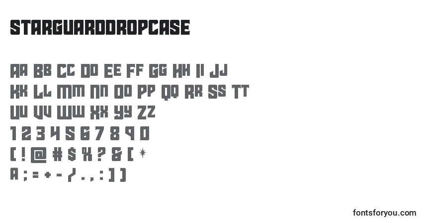 Schriftart Starguarddropcase (141865) – Alphabet, Zahlen, spezielle Symbole