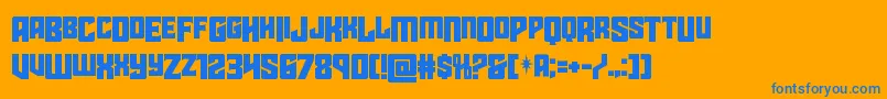 starguarddropcase-Schriftart – Blaue Schriften auf orangefarbenem Hintergrund