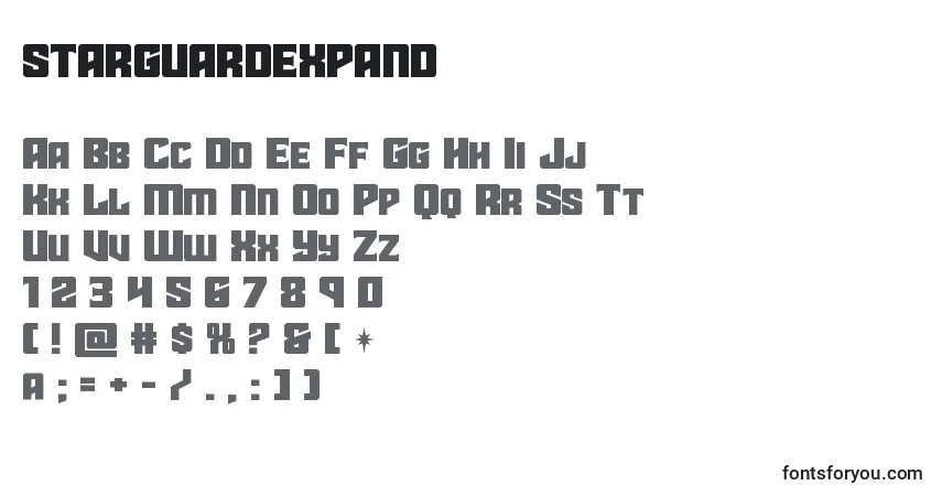 Czcionka Starguardexpand (141869) – alfabet, cyfry, specjalne znaki