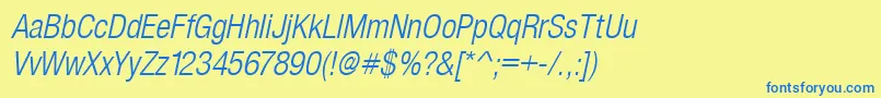 SansLightCond.Italic Font – Blue Fonts on Yellow Background