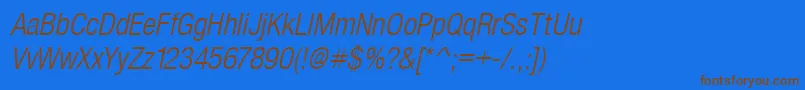 SansLightCond.Italic Font – Brown Fonts on Blue Background