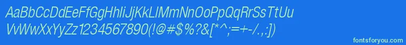 SansLightCond.Italic Font – Green Fonts on Blue Background