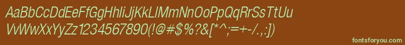 SansLightCond.Italic Font – Green Fonts on Brown Background