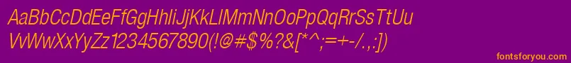 SansLightCond.Italic Font – Orange Fonts on Purple Background