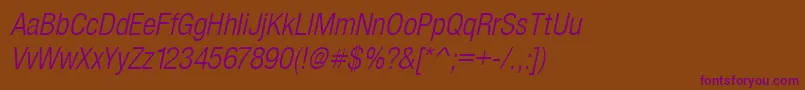 SansLightCond.Italic Font – Purple Fonts on Brown Background