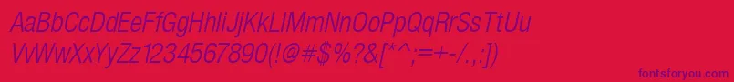 SansLightCond.Italic-Schriftart – Violette Schriften auf rotem Hintergrund