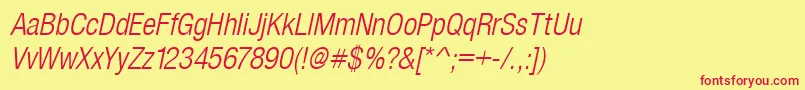 SansLightCond.Italic-fontti – punaiset fontit keltaisella taustalla