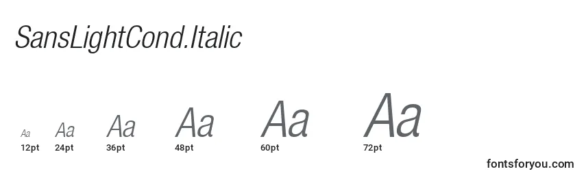 Размеры шрифта SansLightCond.Italic