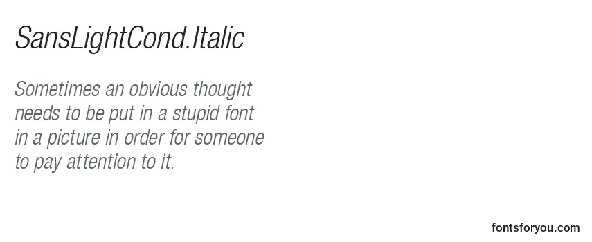 SansLightCond.Italic -fontin tarkastelu