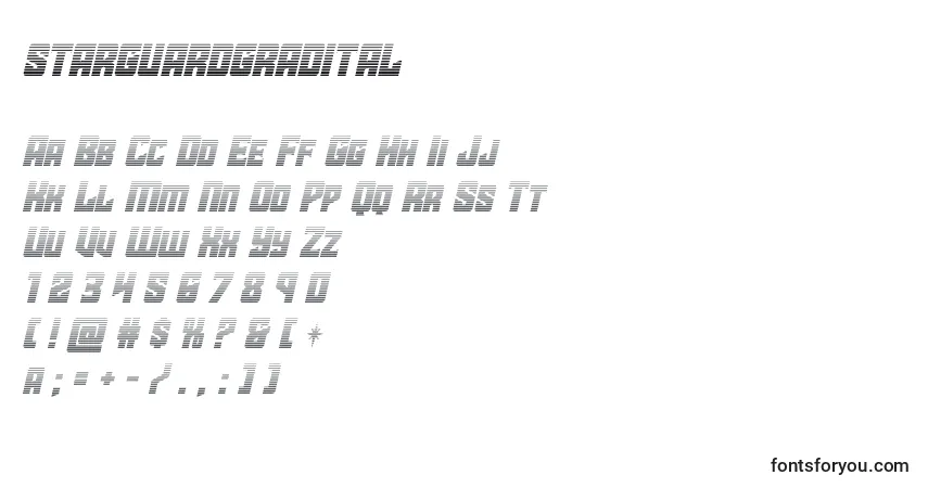 Schriftart Starguardgradital – Alphabet, Zahlen, spezielle Symbole