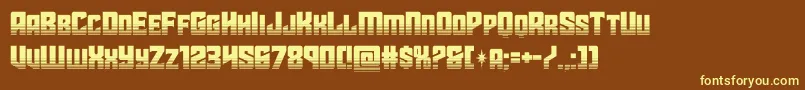 starguardhalf-Schriftart – Gelbe Schriften auf braunem Hintergrund