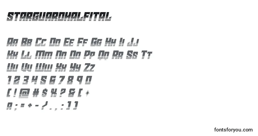 Шрифт Starguardhalfital (141879) – алфавит, цифры, специальные символы