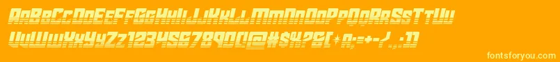 フォントstarguardhalfital – オレンジの背景に黄色の文字