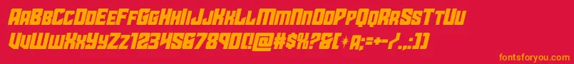 フォントstarguardital – 赤い背景にオレンジの文字