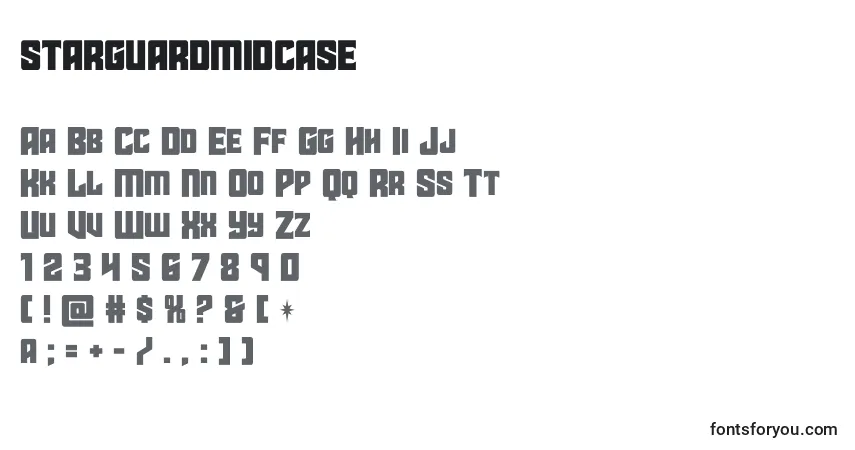 A fonte Starguardmidcase – alfabeto, números, caracteres especiais
