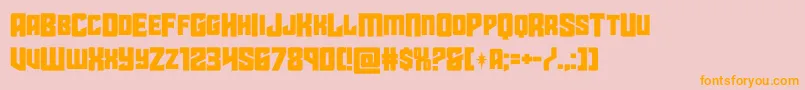 フォントstarguardmidcase – オレンジの文字がピンクの背景にあります。