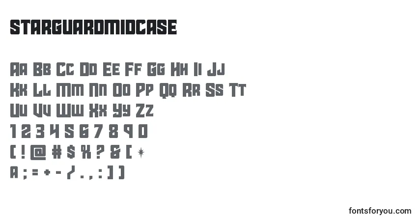 Schriftart Starguardmidcase (141885) – Alphabet, Zahlen, spezielle Symbole