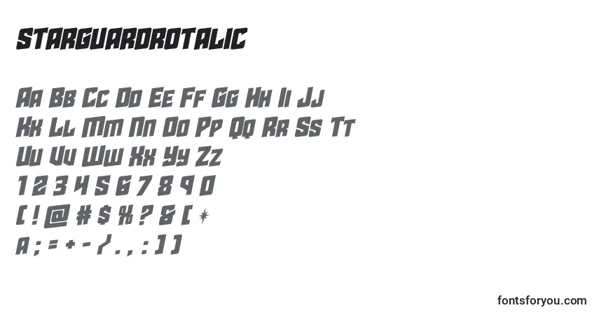 Czcionka Starguardrotalic – alfabet, cyfry, specjalne znaki