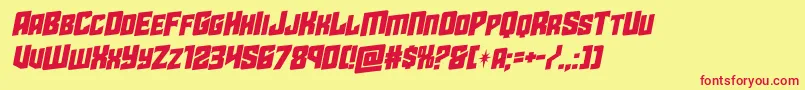 フォントstarguardrotalic – 赤い文字の黄色い背景