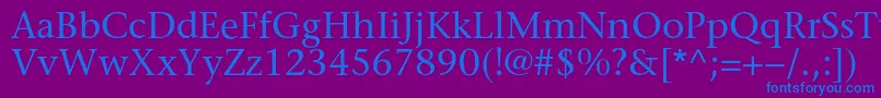 Sonetserifc-Schriftart – Blaue Schriften auf violettem Hintergrund