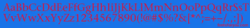 Sonetserifc-fontti – punaiset fontit sinisellä taustalla