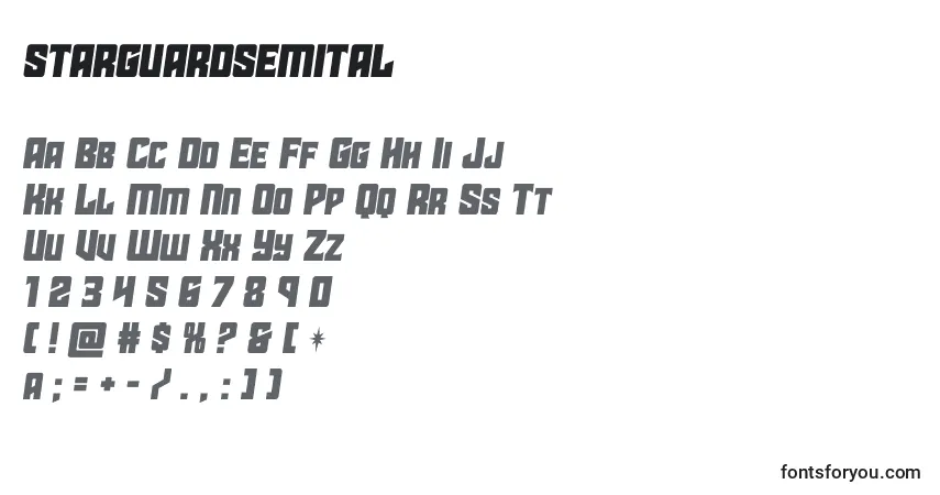 A fonte Starguardsemital – alfabeto, números, caracteres especiais