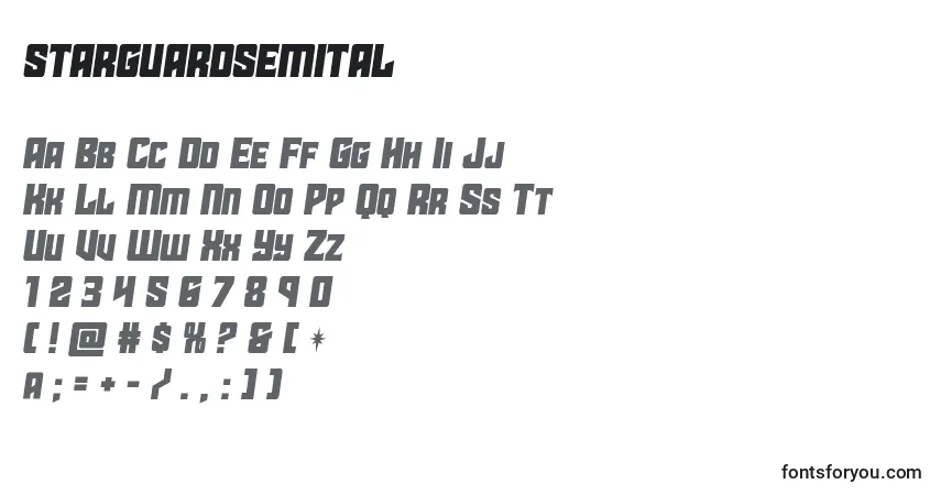 A fonte Starguardsemital (141893) – alfabeto, números, caracteres especiais