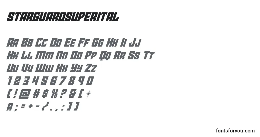 Starguardsuperital-fontti – aakkoset, numerot, erikoismerkit