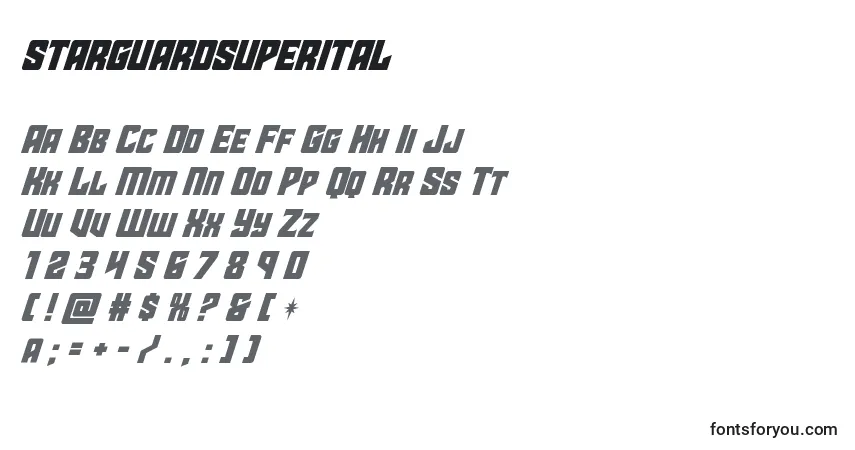 Шрифт Starguardsuperital (141895) – алфавит, цифры, специальные символы