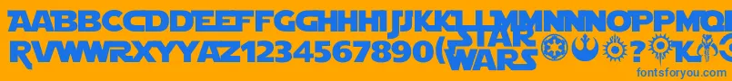 Starjedi Font – Blue Fonts on Orange Background