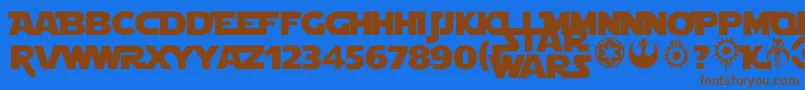 Starjedi Font – Brown Fonts on Blue Background
