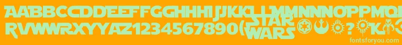 Starjedi Font – Green Fonts on Orange Background