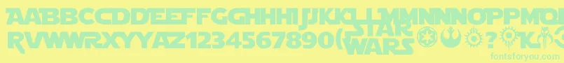 Starjedi Font – Green Fonts on Yellow Background