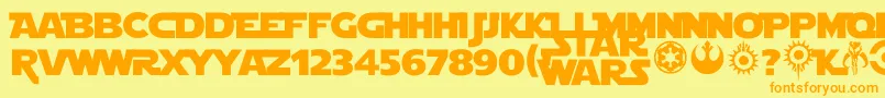 Starjedi Font – Orange Fonts on Yellow Background