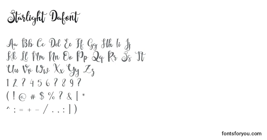 Czcionka Starlight Dafont – alfabet, cyfry, specjalne znaki