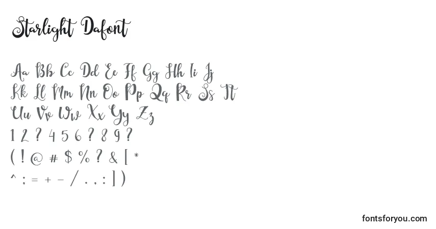 Starlight Dafont-fontti – aakkoset, numerot, erikoismerkit