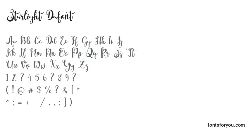 Czcionka Starlight Dafont (141898) – alfabet, cyfry, specjalne znaki