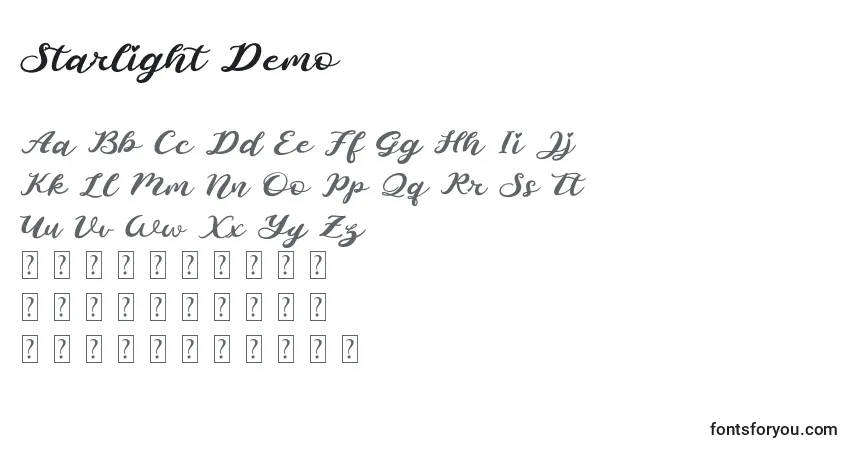Schriftart Starlight Demo – Alphabet, Zahlen, spezielle Symbole