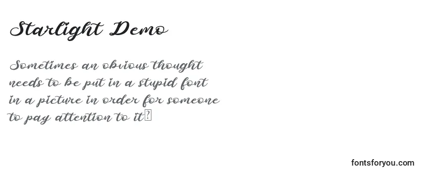 Review of the Starlight Demo Font