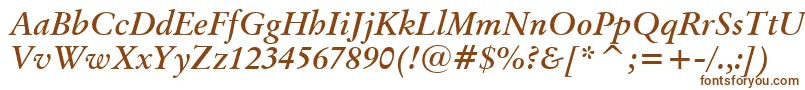 BaramondBoldItalic-fontti – ruskeat fontit valkoisella taustalla