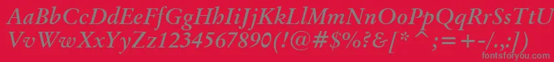 BaramondBoldItalic Font – Gray Fonts on Red Background