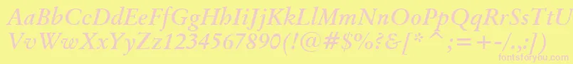 BaramondBoldItalic Font – Pink Fonts on Yellow Background